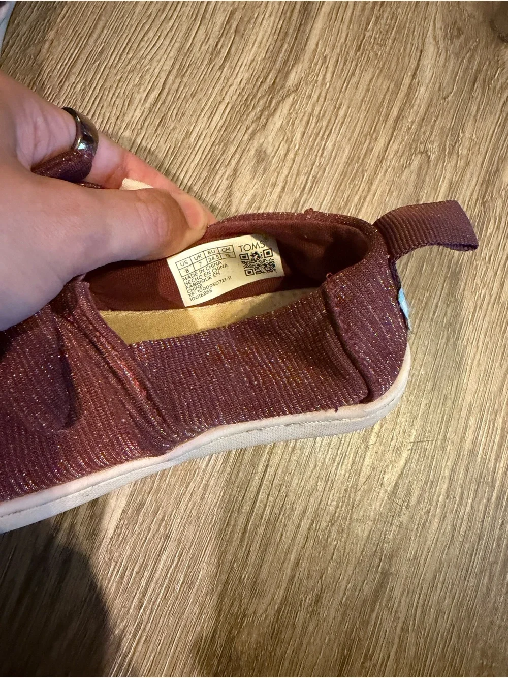 TOMS Kids Bow Slip-On Shoes in Deep Burgundy
